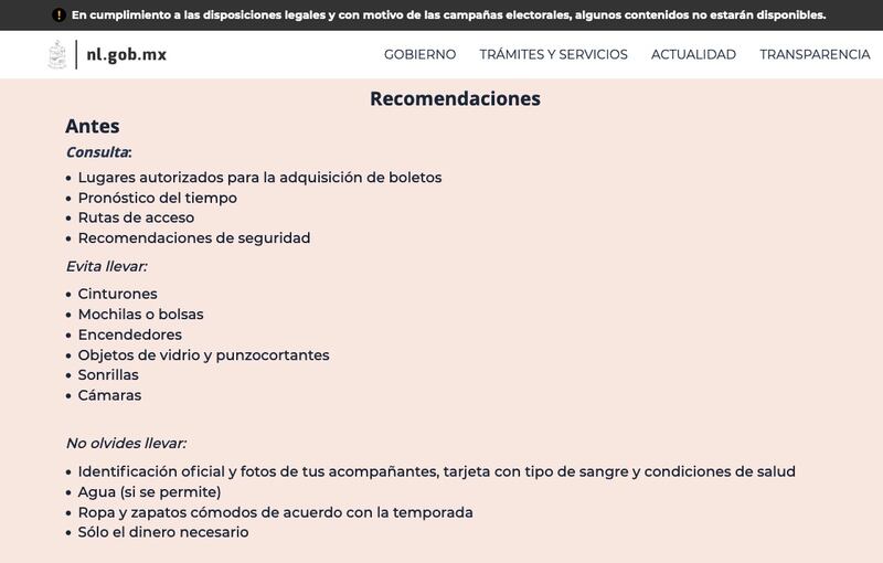 Recomendaciones para eventos masivos