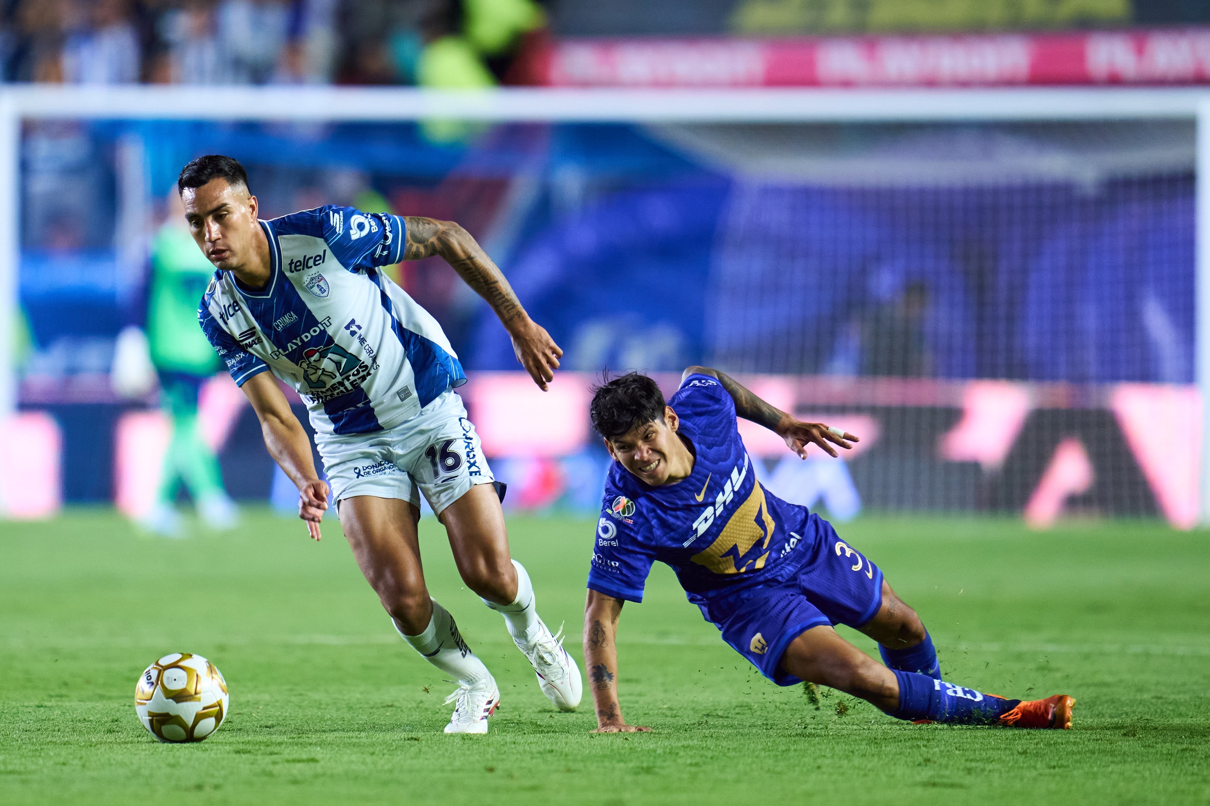 during the Semifinals first leg match between Pachuca vs (and) Pumas UNAM as part of the Liga BBVA MX Varonil, Torneo Clausura 2026 at Hidalgo Stadium, on May 14, 2026 in Pachuca, Hidalgo, Mexico.