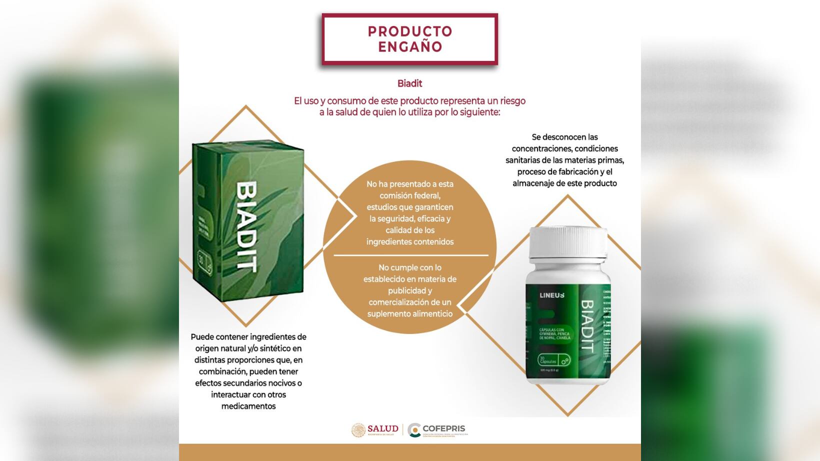 La Cofepris aseguró que dicho producto pone en peligro la salud de la población, pues se le atribuyen propiedades terapéuticas y rehabilitadoras contra la diabetes