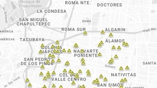 Inmuebles con niveles excedentes en la alcaldía Benito Juárez. Foto: Captura