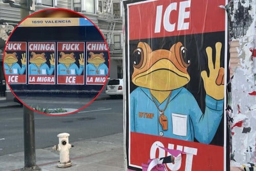 Colocan carteles anti-ICE con el sapo concho de Bad Bunny previo al Super Bowl
