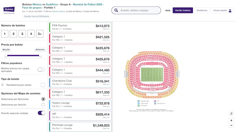 Boletos para la inauguración del Mundial superan el millón de pesos.