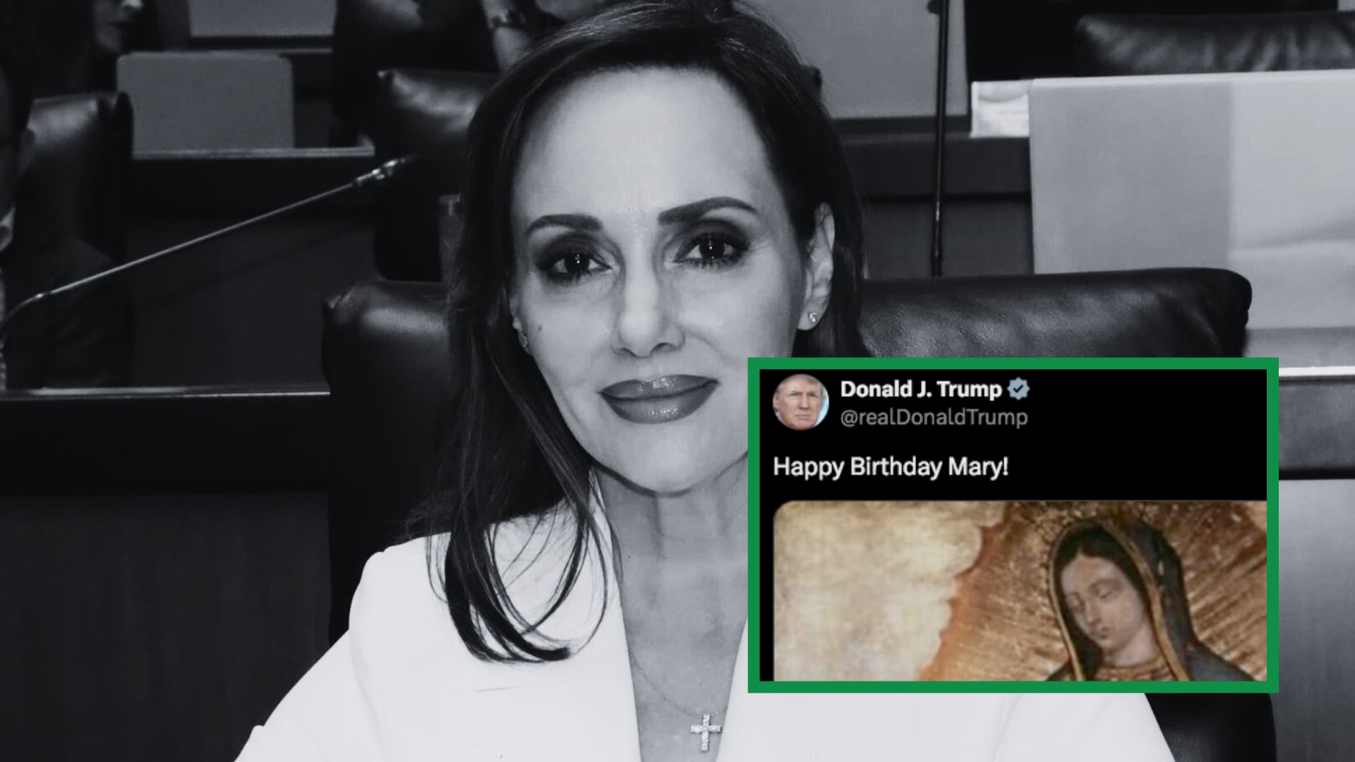 El mensaje compartido por Lilly Téllez sobre una supuesta felicitación de Donald Trump a la Virgen de Guadalupe fue cuestionado