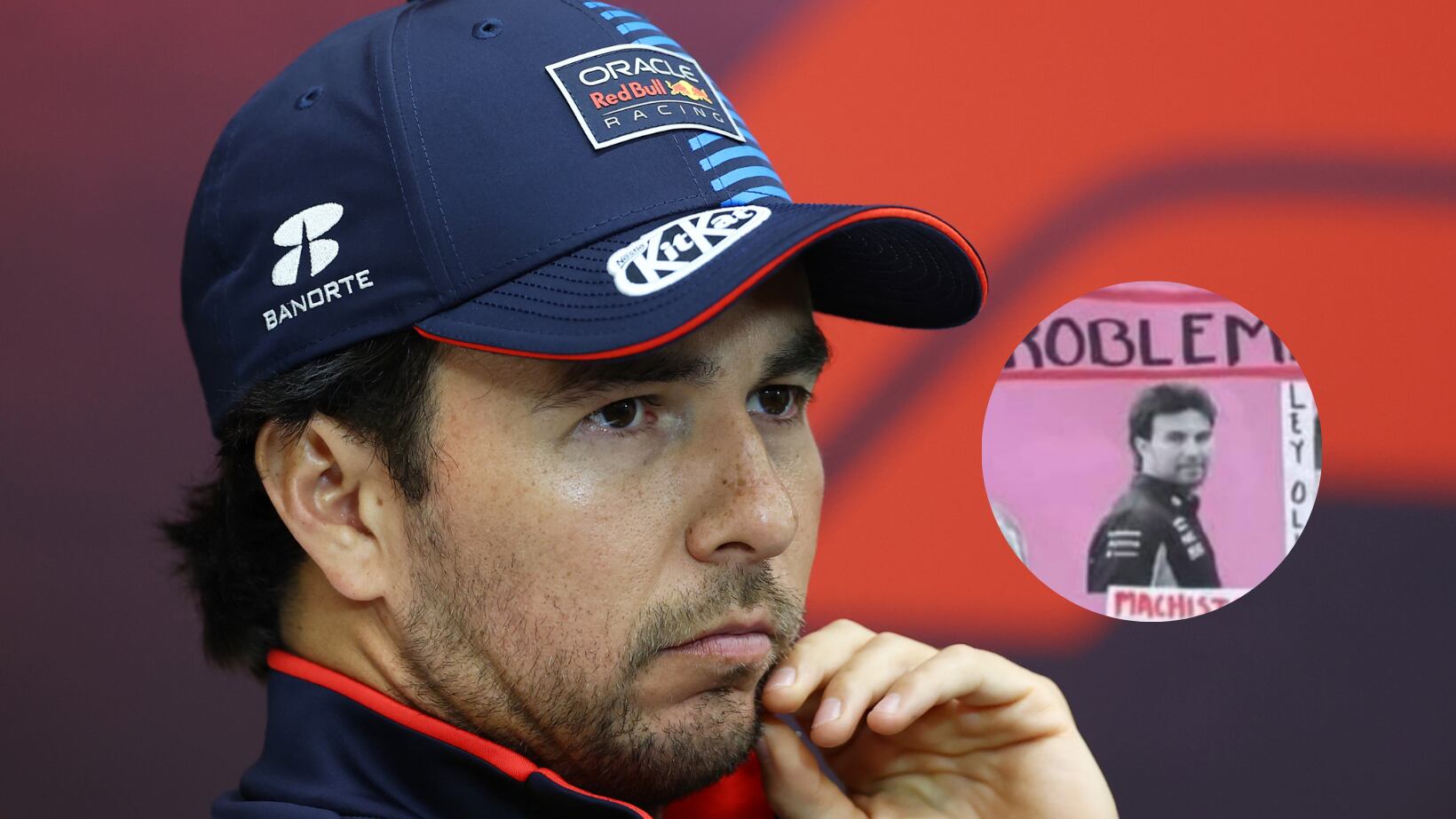 Checo Pérez fue exhibido en cartel de la marcha del 8M.