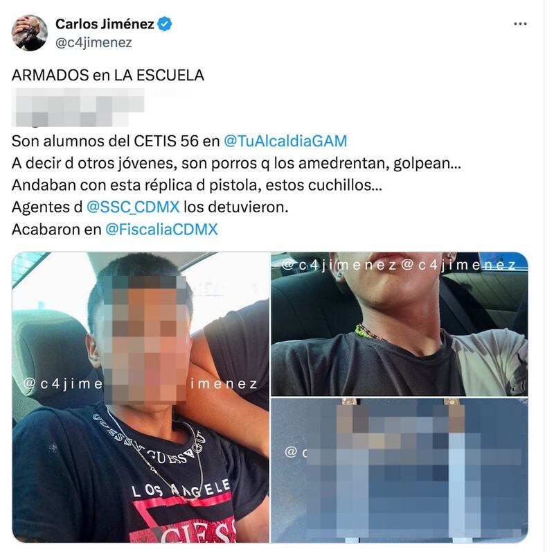 Fueron detenidos con dos objetos punzocortantes y una réplica de un arma de fuego. (Especial)