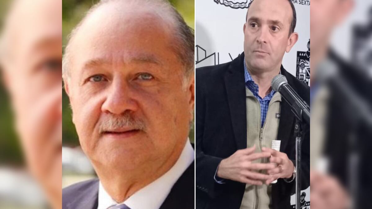 Javier Navarro, secretario general de Gobierno y Carlos De la Fuente, coordinador panista en Congreso.