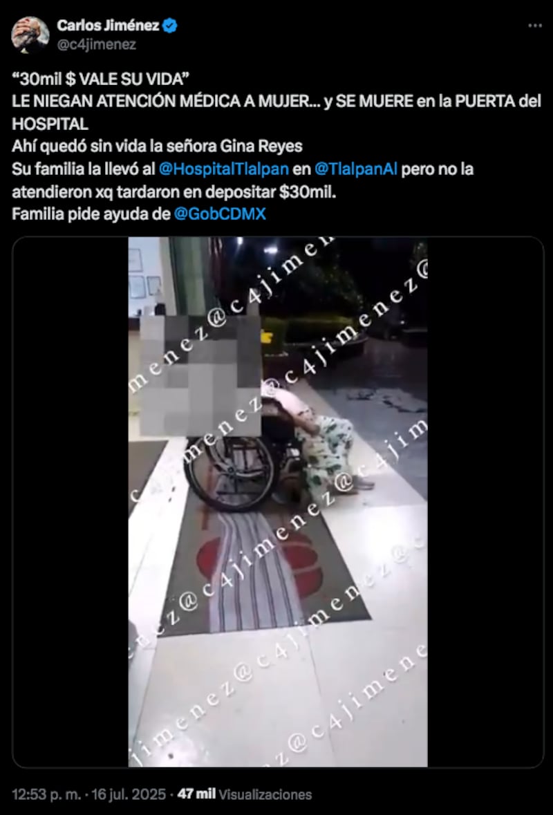 Publicación del periodista Carlos Jiménez sobre la noticia
