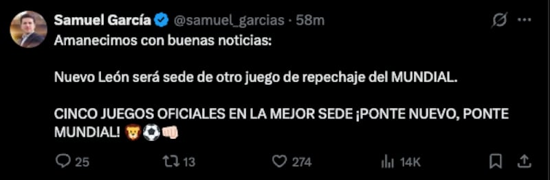 Samuel García en X
