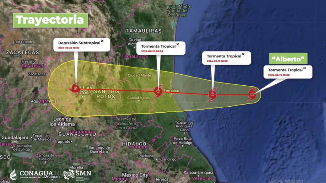 Trayectoria tormenta Alberto