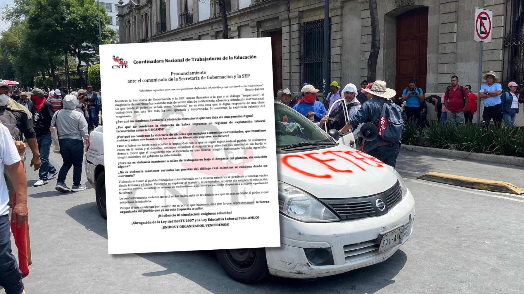 CNTE rechaza acusaciones de violencia y asegura que ningún funcionario resultó agredido durante protestas del 4 de junio.