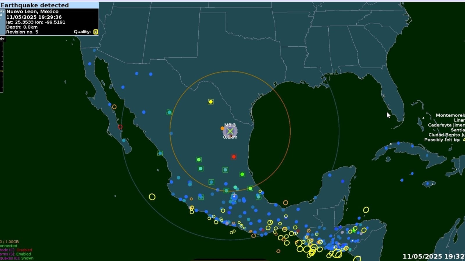 Sismo en Linares, Nuevo León domingo 11 de mayo 2025