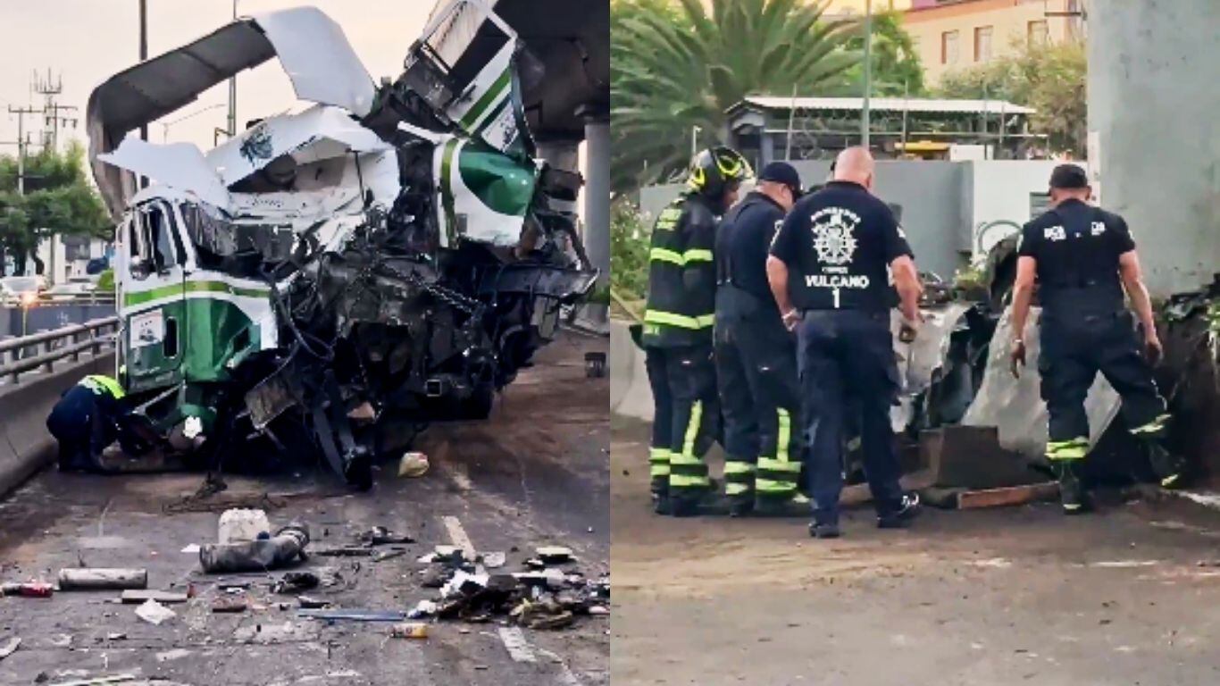Choque de tráiler contra muro de la Línea B