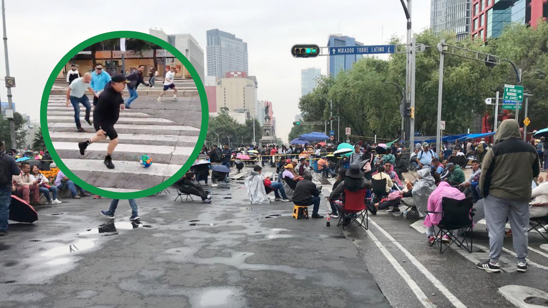 Videos de maestros jugando futbol y realizando carreras sobre Paseo de la Reforma se multiplicaron en redes sociales