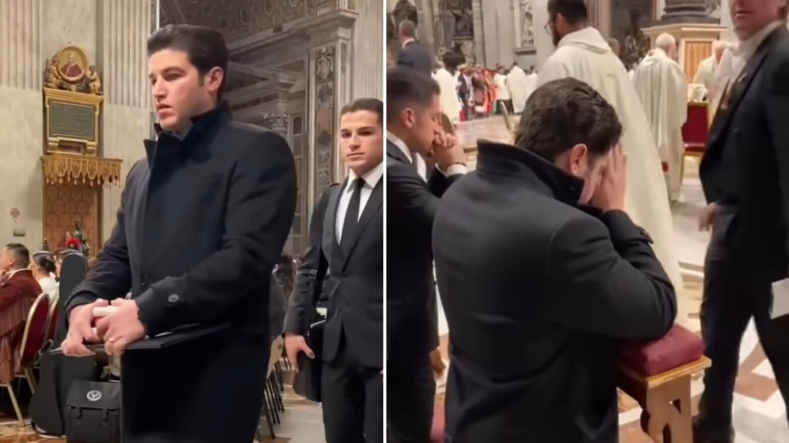 Samuel García y su hermano Roberto escucharon misa en Roma.