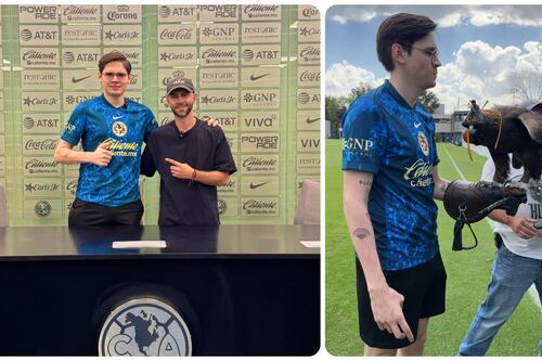 El Mariana revela su pasión por el América posando con la camiseta del equipo azulcrema