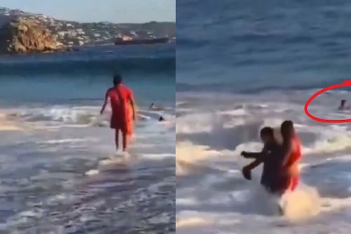 Video: Así rescataron a dos jóvenes en Acapulco tras ser arrastrados por el mar; ignoraron la bandera roja