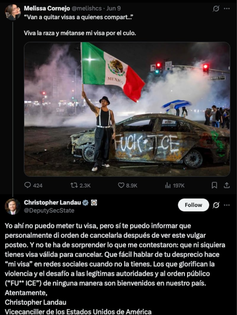 Respuesta de Christopher Landau a política mexicana