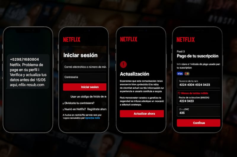 El fraude comienza con un mensaje SMS con enlaces rotatorios que cambian cada semana para evadir bloqueo.