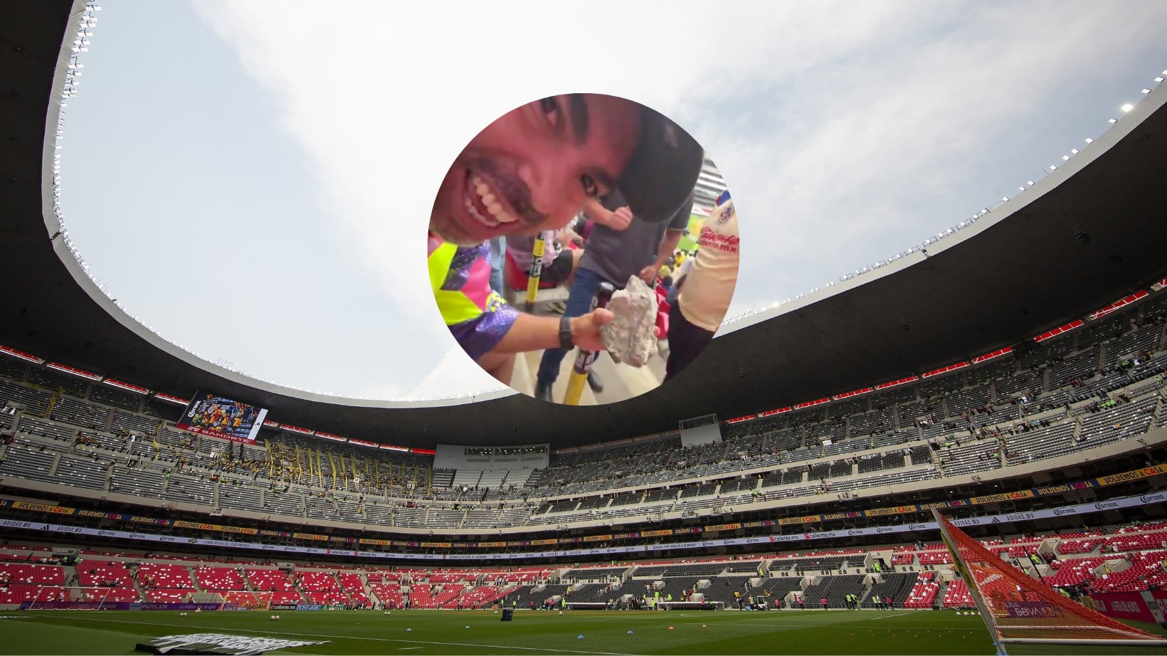 Aficinado exhibió desprendimiento de cemento en el Azteca.
