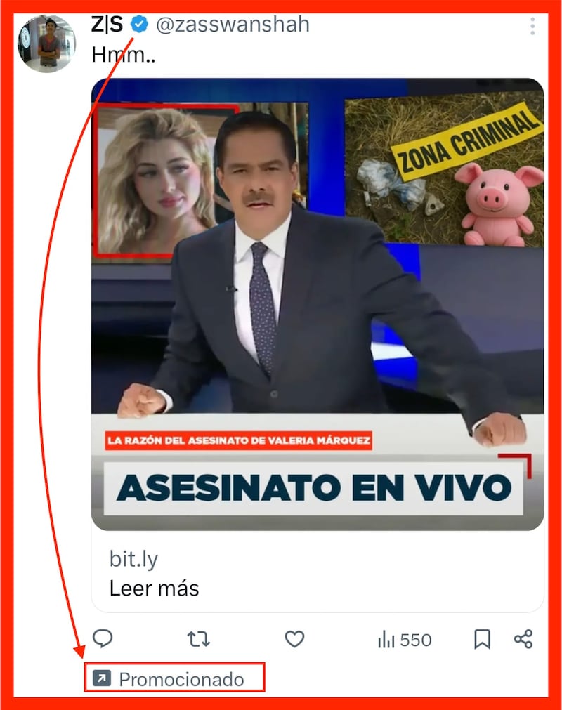 Las cuentas de X verificadas por pago lanzan anuncios con enlaces a sitios falsos disfrazados de medios reconocidos.