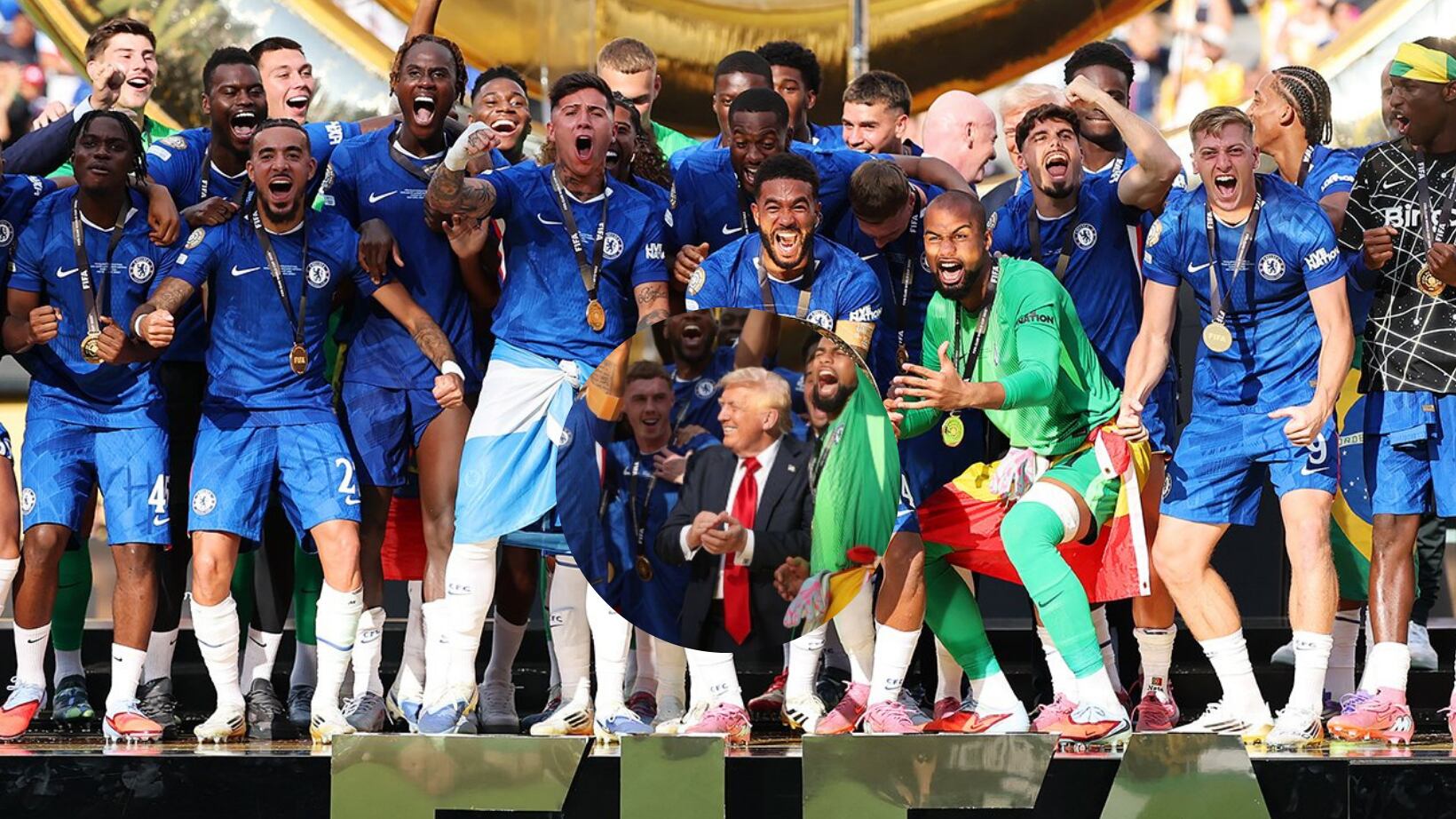 Donald Trump se coló a los festejos del Chelsea.