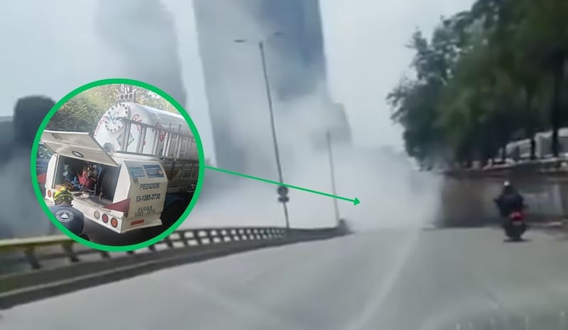 Video: ¿Explosión en puerta? Pipa de gas sufre falla mecánica y provoca pánico sobre Circuito Interior