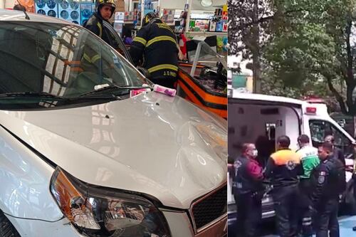Abuelita pierde el control de su auto e irrumpe supermercado de la CDMX