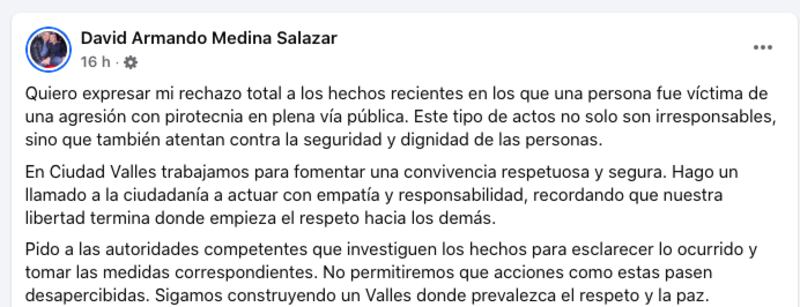David Armando Medina, presidente municipal de Ciudad Valles,