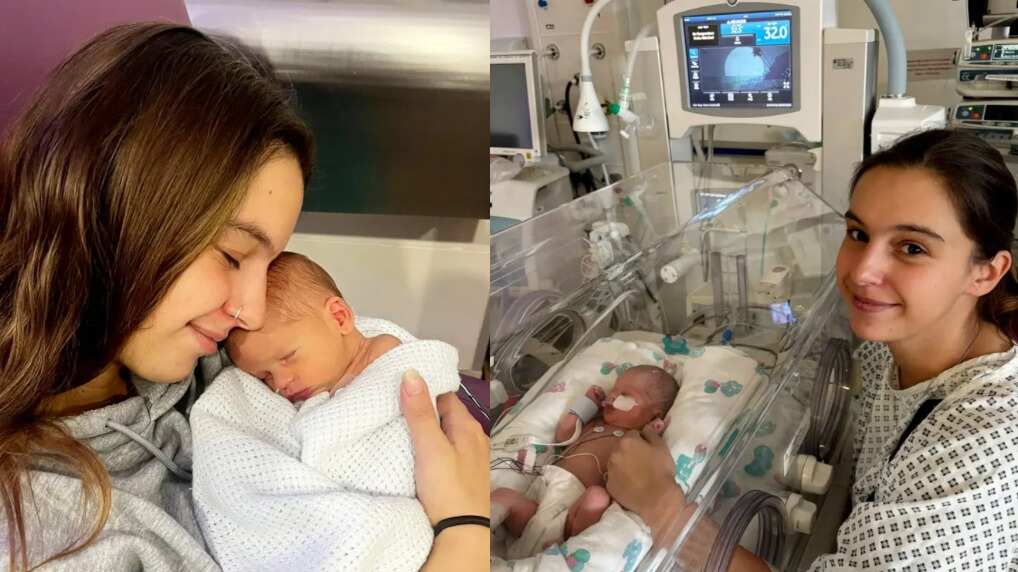 Megan Isherwood dio a luz a su hijo Jaxson durante el traslado al hospital en Blackburn, Inglaterra.