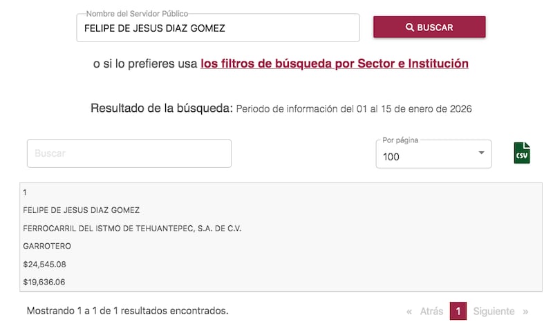 Registros laborales y de nómina federal confirman que el detenido estaba adscrito a la Dirección de Operaciones como garrotero