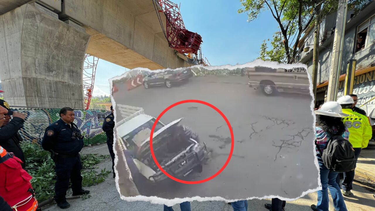 Un video muestra la caída de una estructura cerca de trabajadores.