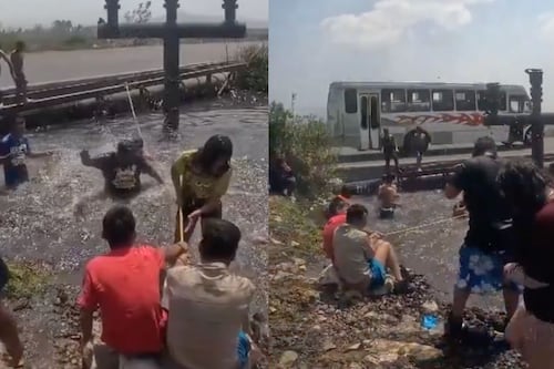 Graban a familia del Edomex nadando en aguas negras durante las vacaciones de Semana Santa