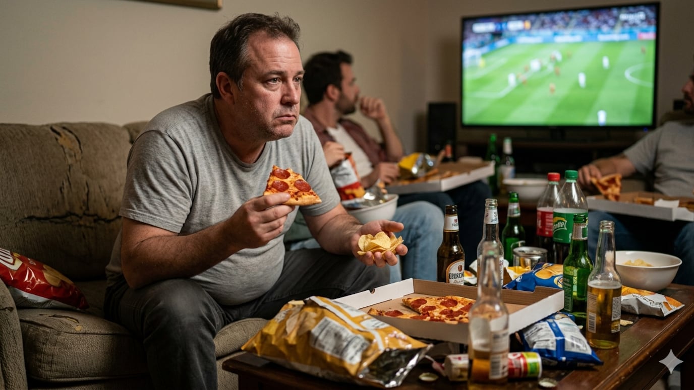 Cien gramos de papas fritas aportan casi una cuarta parte de las calorías diarias; el riesgo crece en cada partido.