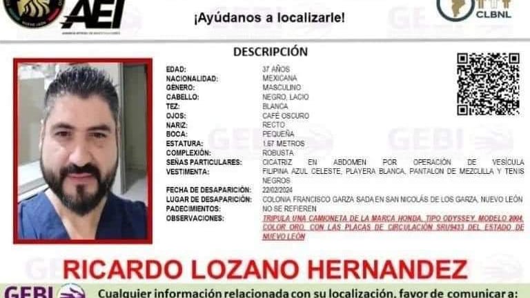 Lozano Hernández tiene una ficha de búsqueda, emitida en febrero.