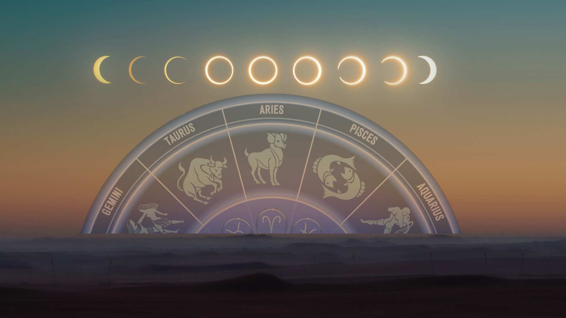 Eclipse solar y la luna nueva.