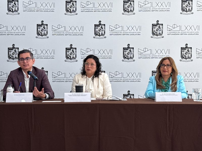 Rogelio López Sánchez, la diputada morenista Grecia Benavides y Olga Susana Méndez Arellano.