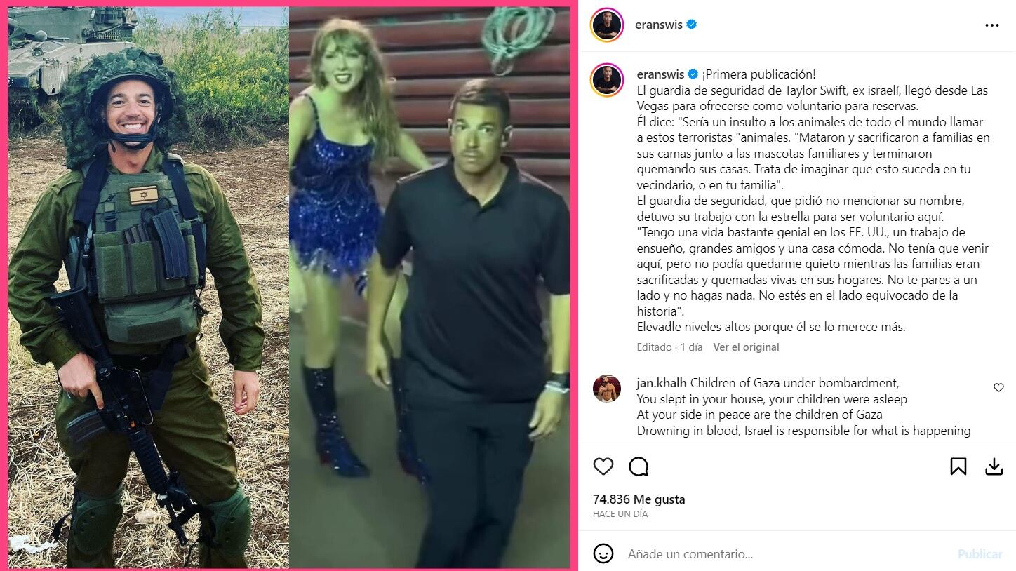 El guardaespaldas de Taylor Swift dejó sus deberes para enlistarse al ejercito de Israel.