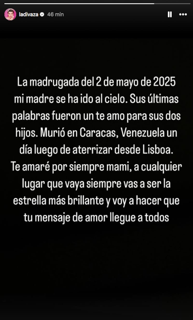 Historia en Instagram de La Divaza