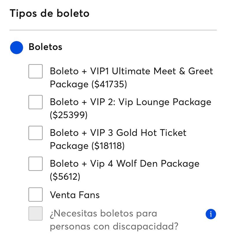 Paquetes para el concierto de Shakira en CDMX