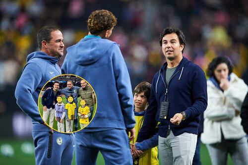 “Ahí se los encargo”: Checo Pérez bromeó a los jugadores del América con dejarle a sus hijos