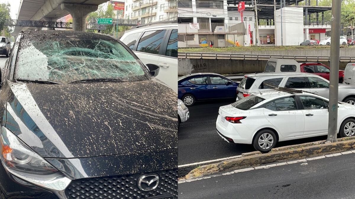 Los autos presentaron daños después del desprendimiento. (Especial)