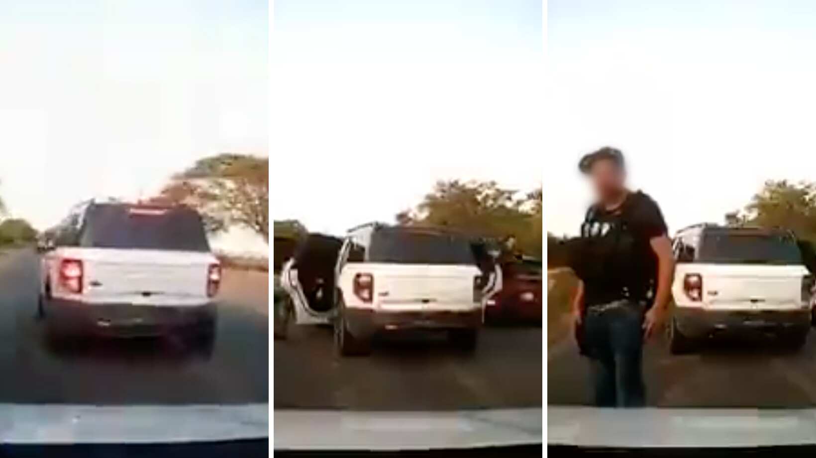 En dicho material videográfico se pudo observar que el coche en el que viajaba el personal educativo intentó rebasar a una camioneta blanca