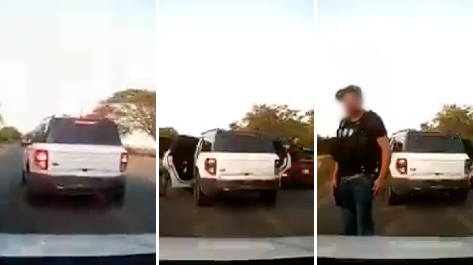 En dicho material videográfico se pudo observar que el coche en el que viajaba el personal educativo intentó rebasar a una camioneta blanca