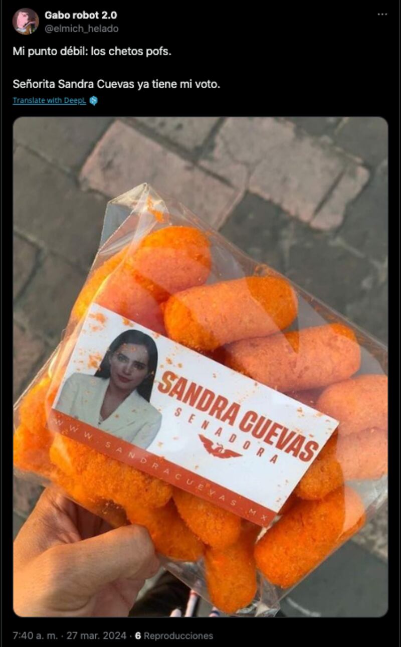 Chetos: Sandra Cuevas regala bolsas de frituras 'pirata' y la critican en redes sociales