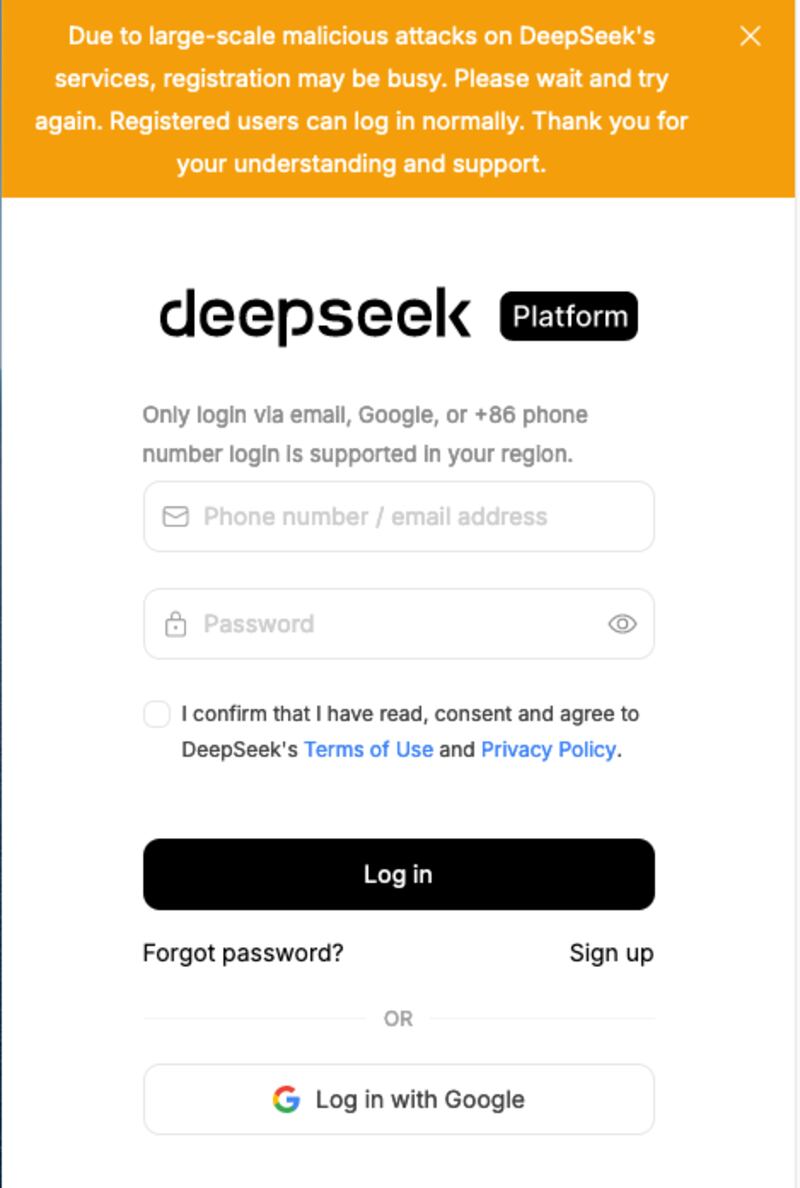 DeepSeek limita nuevos registros debido a ciberataques masivos, pero mantiene servicio para usuarios actuales mientras fortalece su seguridad digital.