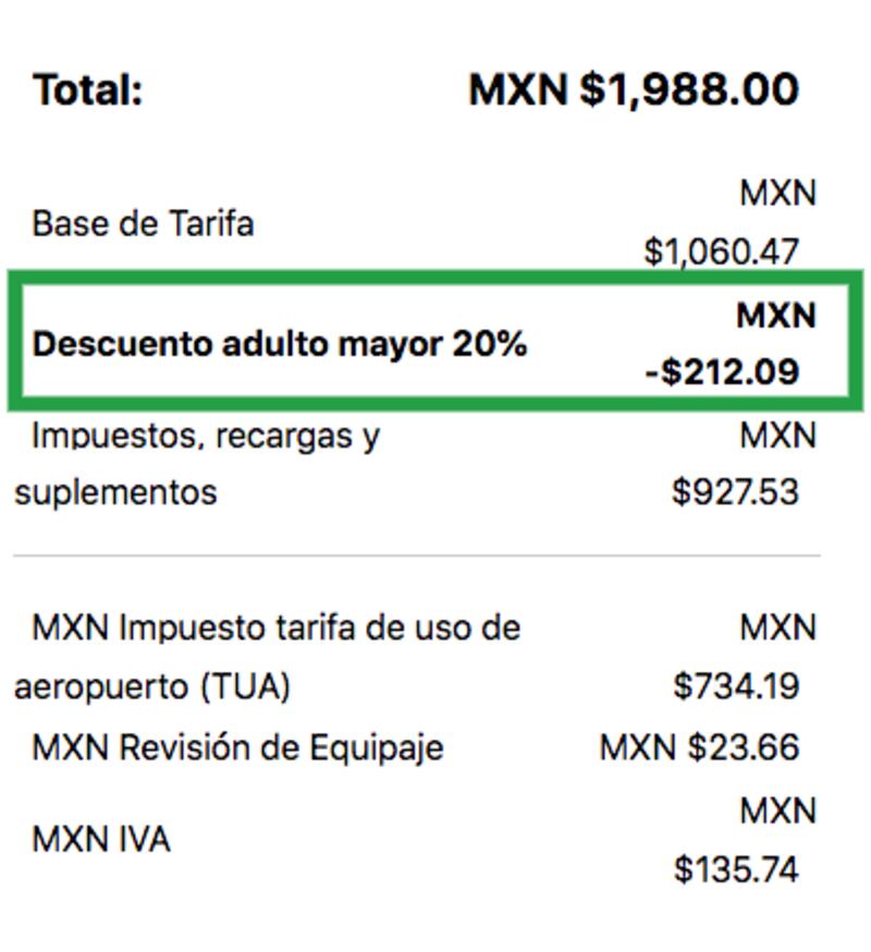 Descuento del 20% a adultos mayores en Mexicana de Aviación (Mexicana de Aviación)