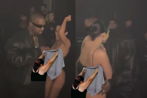 Difunden video de Bianca Censori bailando frente a Kanye West con vestido de transparencia