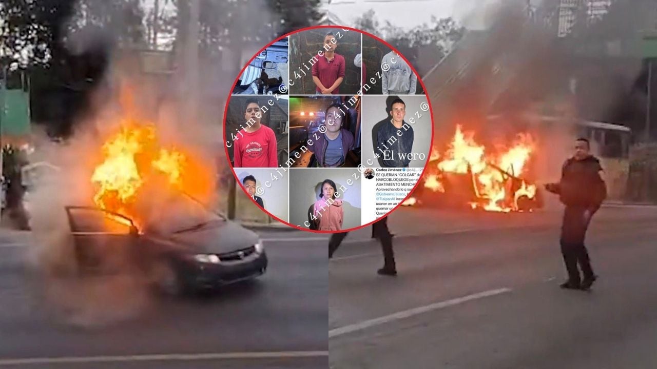 Auto incendiado en carretera México-Cuernavaca