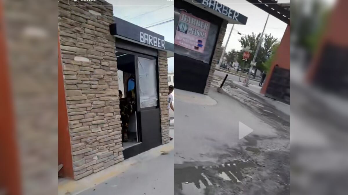 Al momento de grabar el barbero tenía un cliente en el interior del negocio.