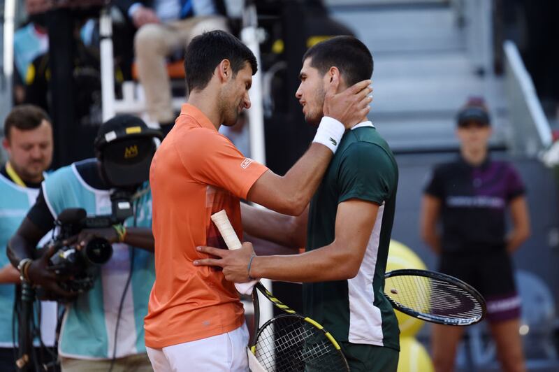 El único enfrentamiento entre Alcraz y Djokovic fue en el Abierto de Madrid 2022, con victoria para el español.